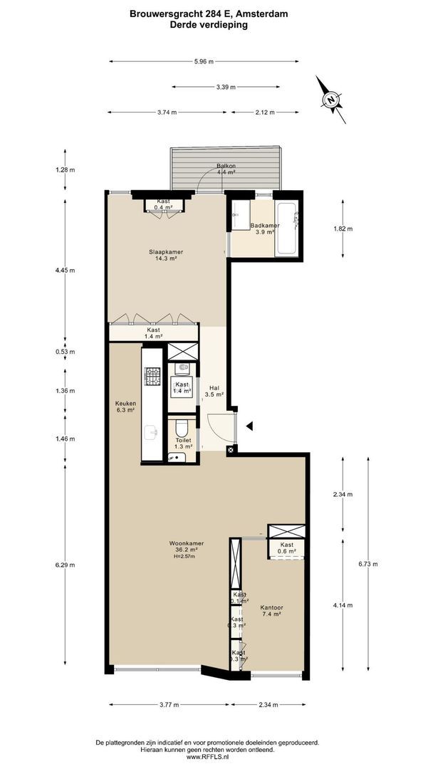 Brouwersgracht 284 E, Amsterdam plattegrond-0