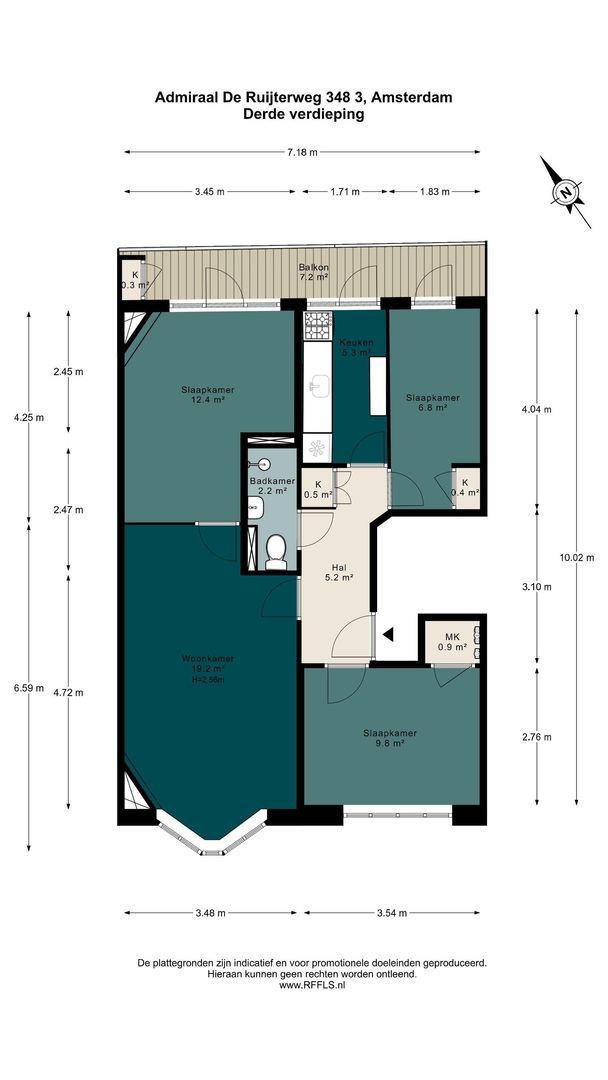 Admiraal De Ruijterweg 348 3, Amsterdam plattegrond-0