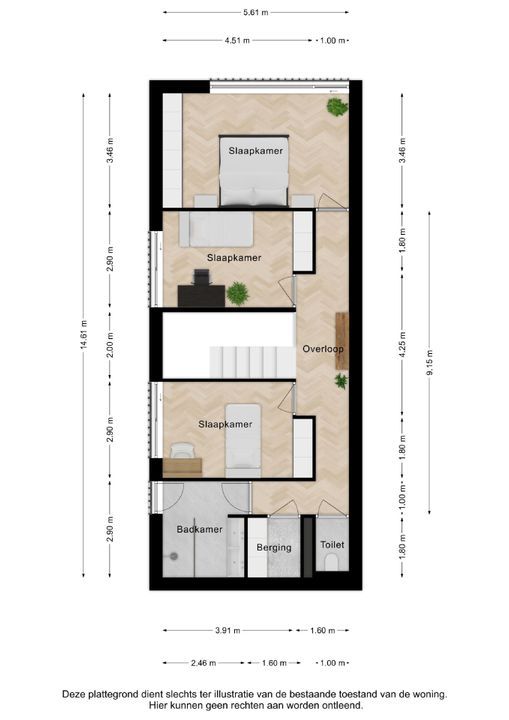 Boschweg 2 c, Bunde plattegrond-