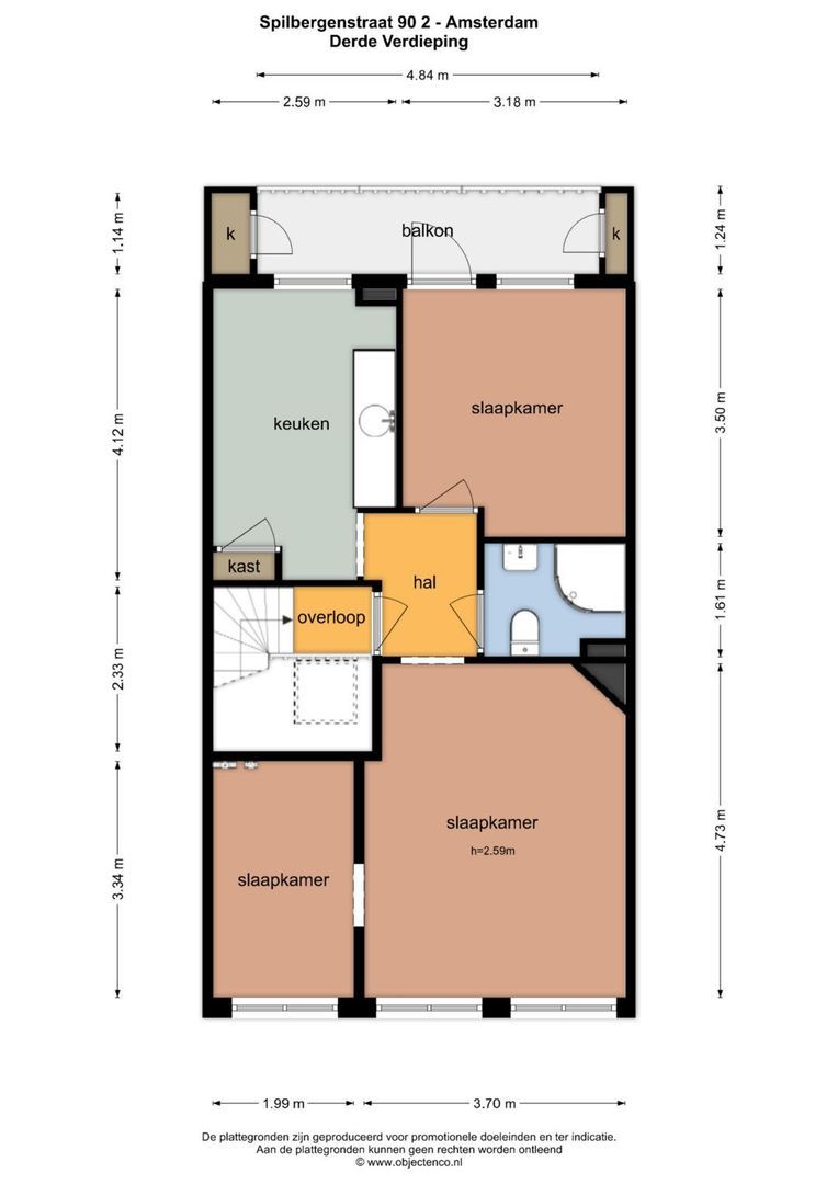Van Spilbergenstraat 90 H, Amsterdam plattegrond-3