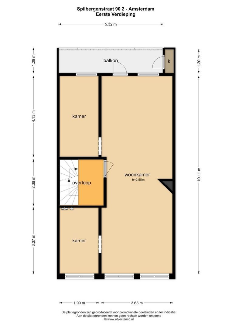 Van Spilbergenstraat 90 H, Amsterdam plattegrond-1