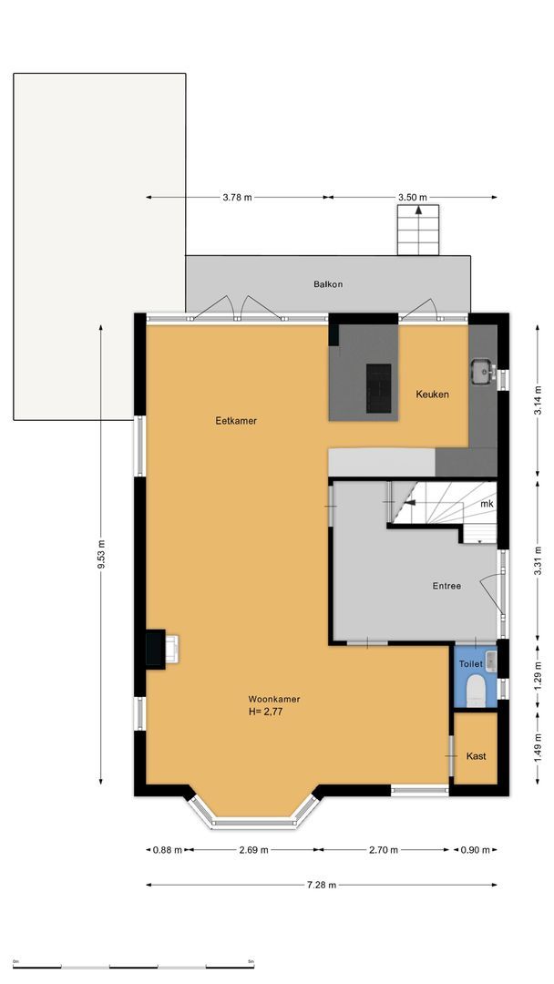 Prins Bernhardstraat 29, Vianen plattegrond-1
