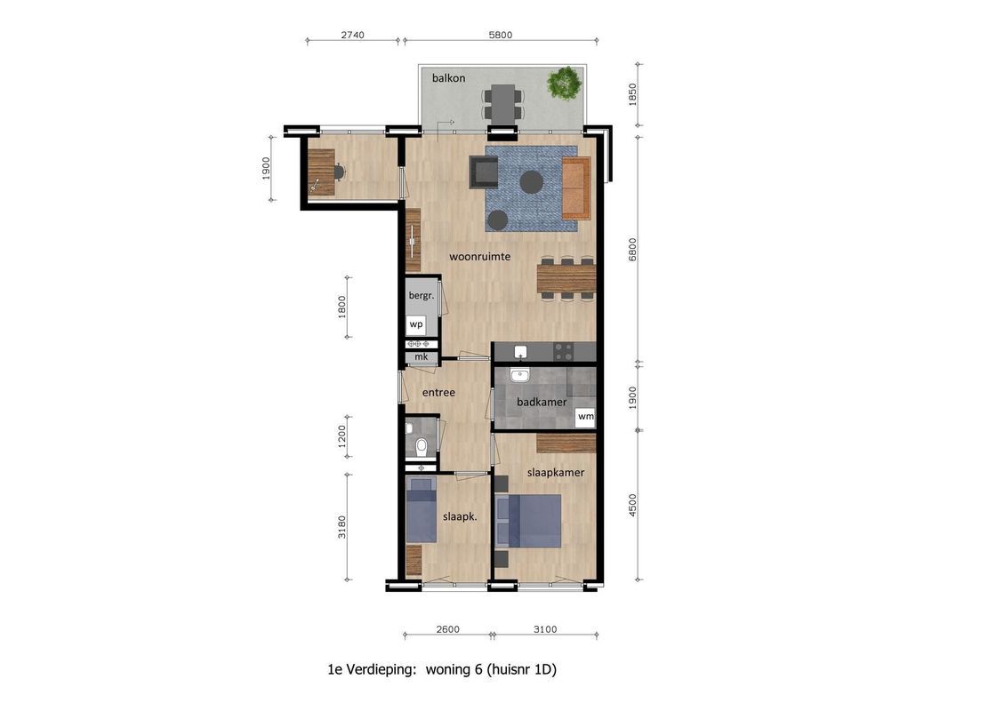 Type XL (Bouwnr. BNR 6) Floorplan Blur 0