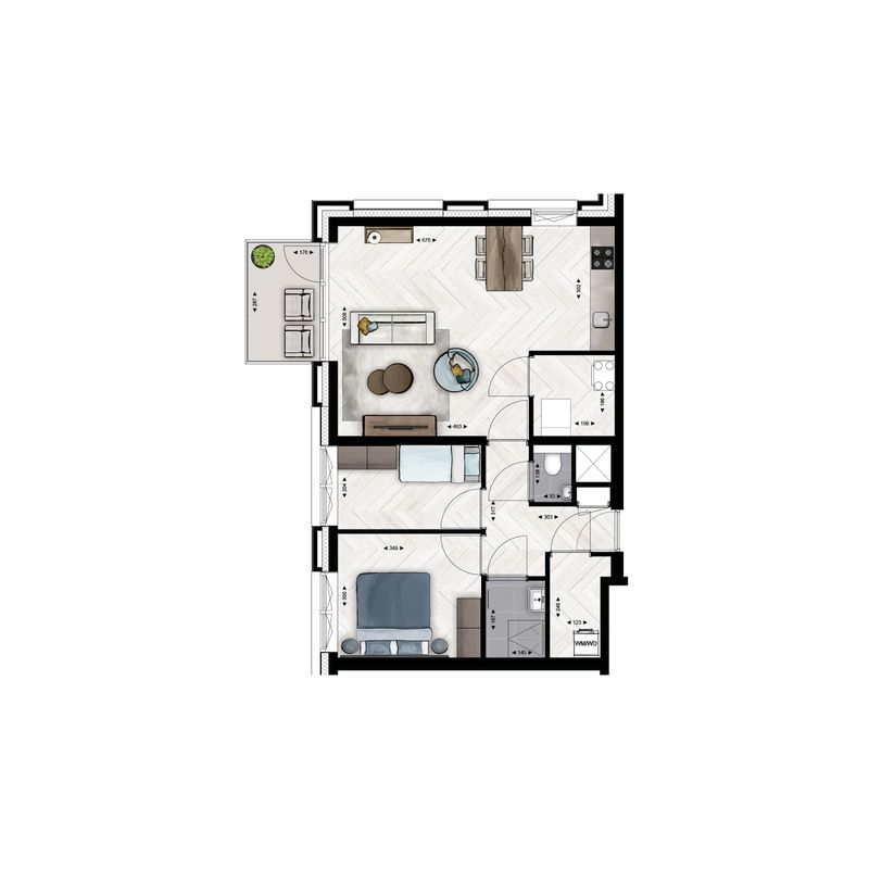 Type B12 (Bouwnr. B.2.09) Floorplan Blur 0