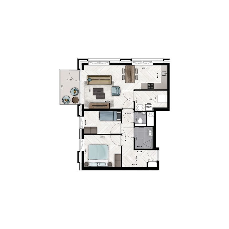 Type B14 (Bouwnr. B.2.01) Floorplan Blur 0