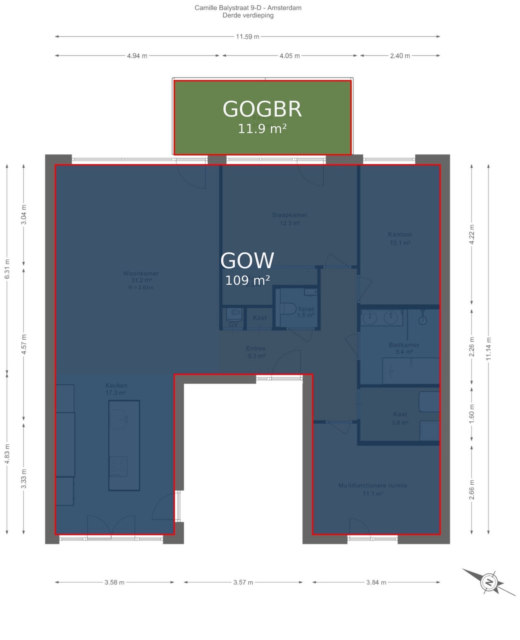 Camille Balystraat 9-D Floorplan Blur 2