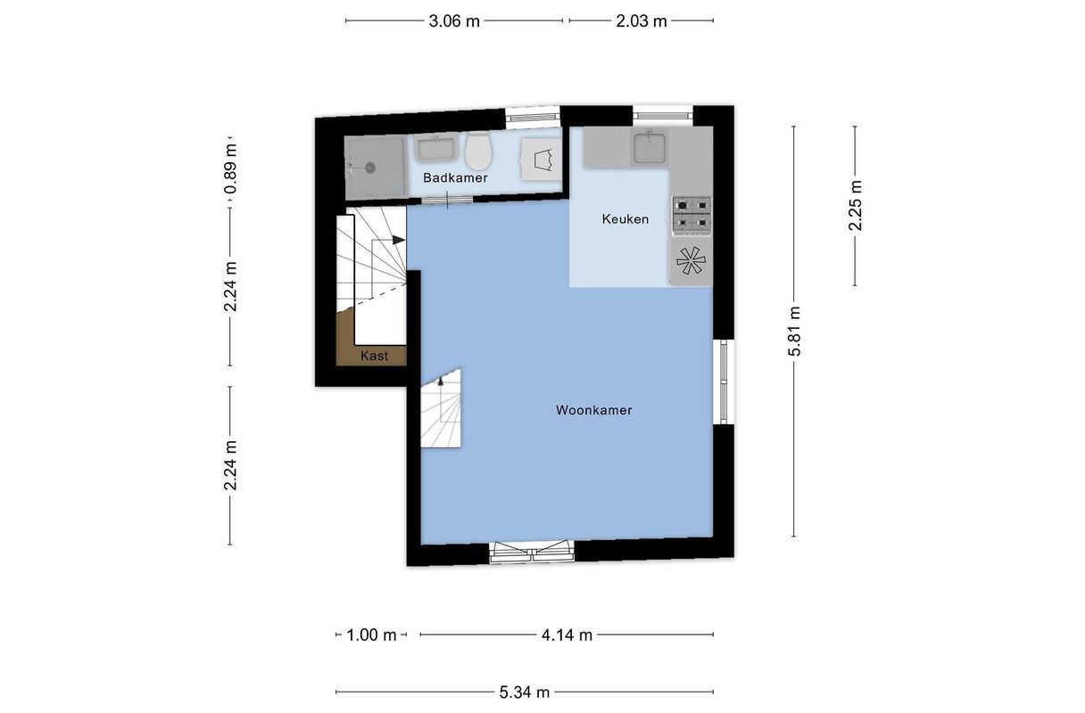 Bekkerstraat 2-C Floorplan Blur 1