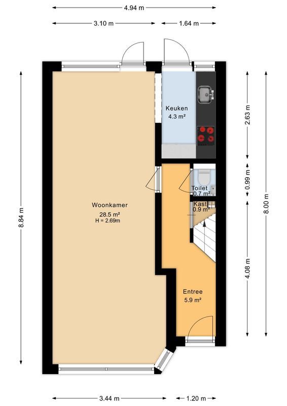 Hooft Graaflandstraat 69 Floorplan Blur 0