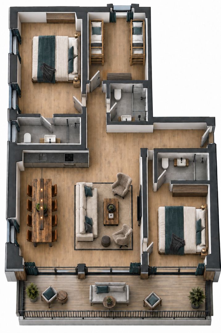 Appartement, 3 slaapkamers: direct aan de piste!, Saas-Fee plattegrond-5