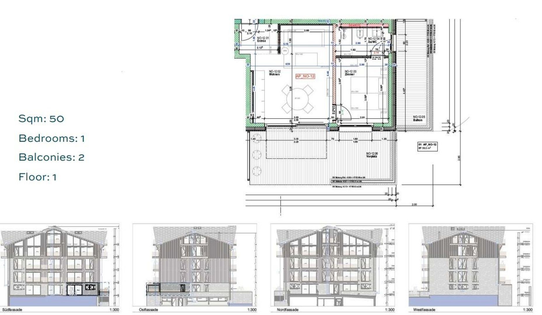 Appartement, 1 slaapkamer, direct aan de piste!, Saas-Fee plattegrond-1