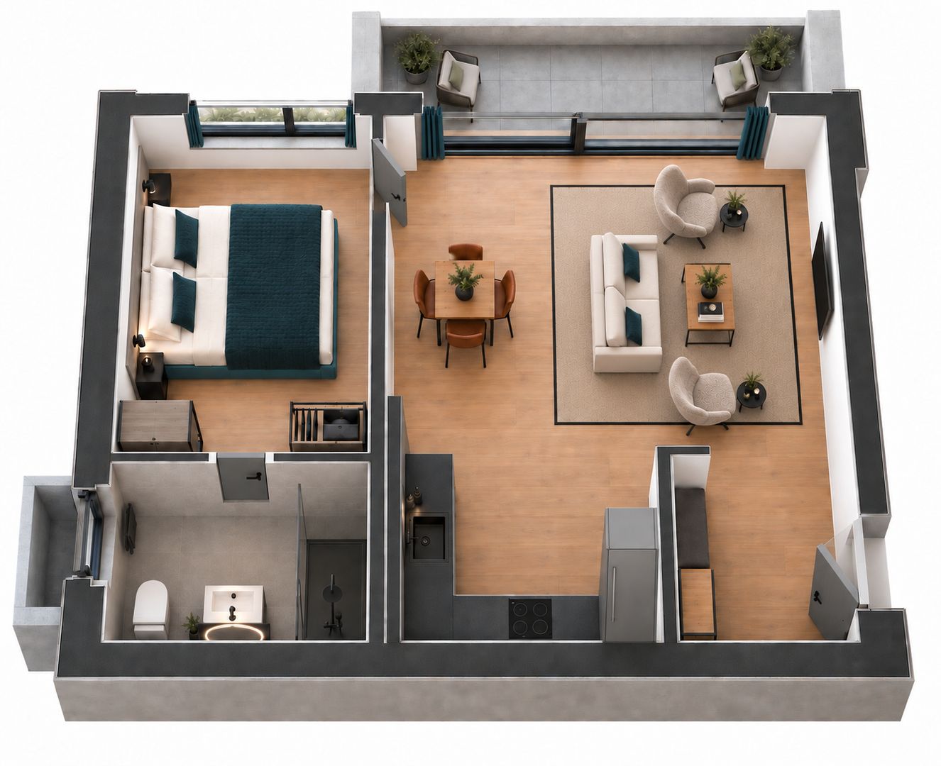 Appartement, 1 slaapkamer, direct aan de piste!, Saas-Fee plattegrond-5