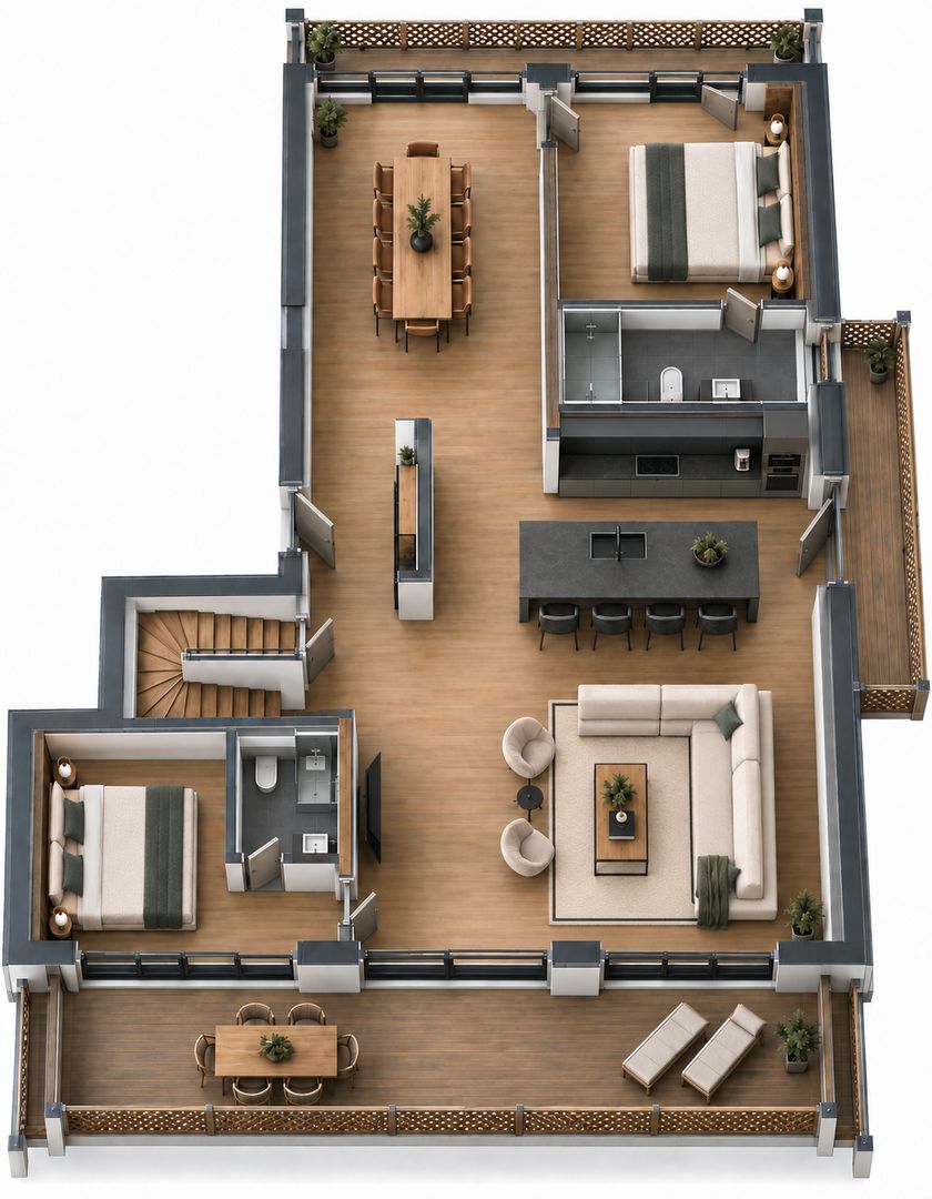 Luxe appartement, 4 slaapkamers, Saas-Fee plattegrond-1