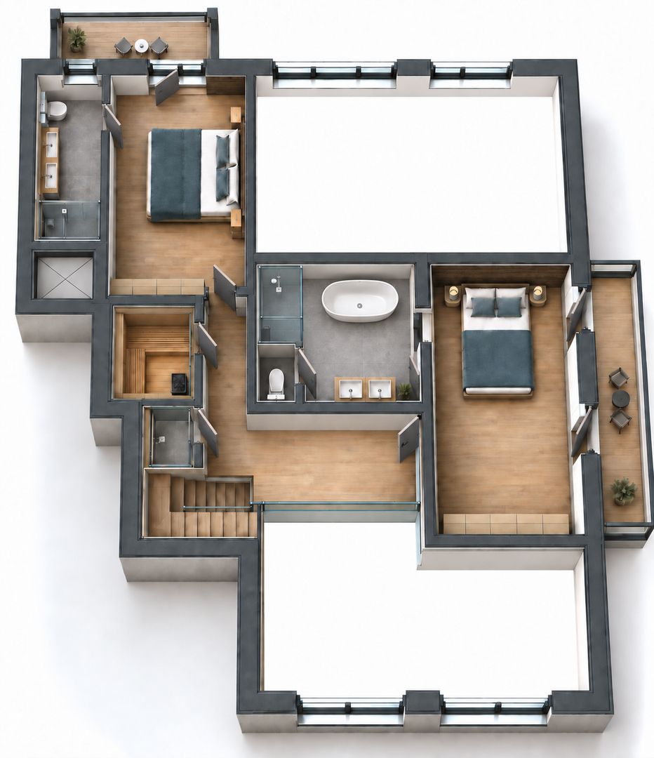 Luxe appartement, 4 slaapkamers, Saas-Fee plattegrond-2