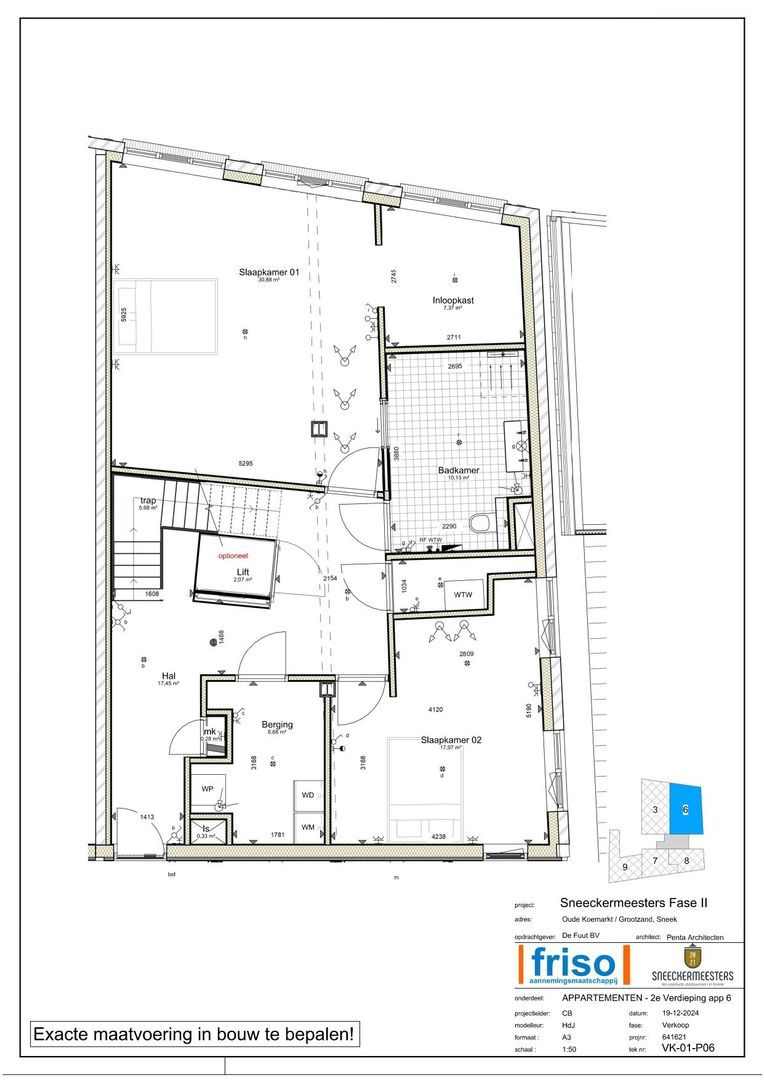Oude Koemarkt 40 201, Sneek plattegrond-1