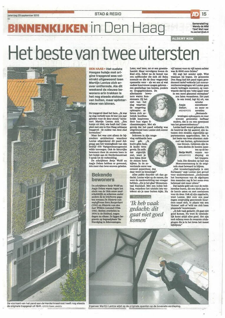 070 Vastgoed wordt door AD geinterviewd over monumentaal project: Het beste van twee uitersten