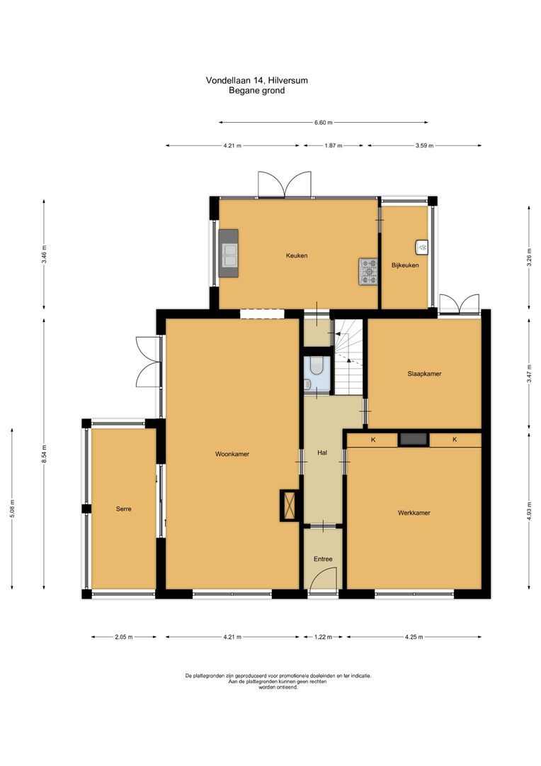 Vondellaan 14, Hilversum plattegrond-0