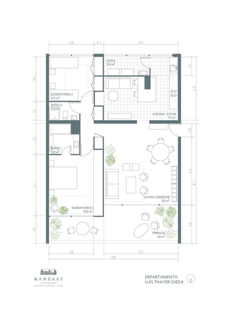 Luis Thayer Ojeda, Santiago plattegrond-0