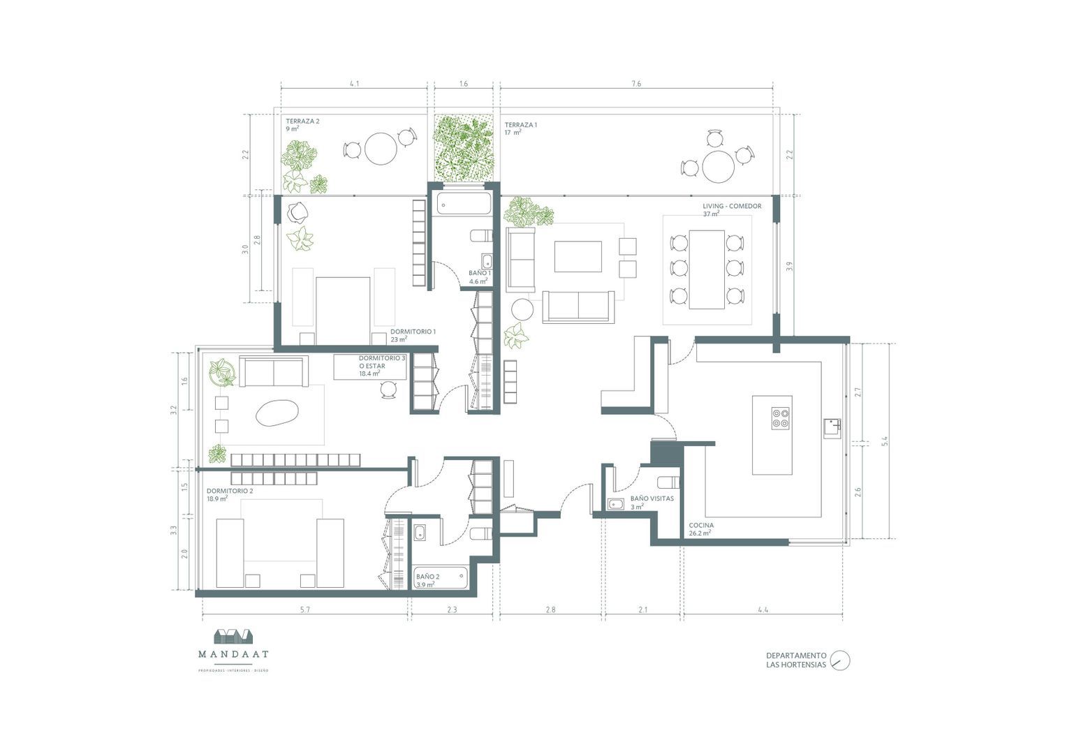 Las Hortensias, Santiago plattegrond-0