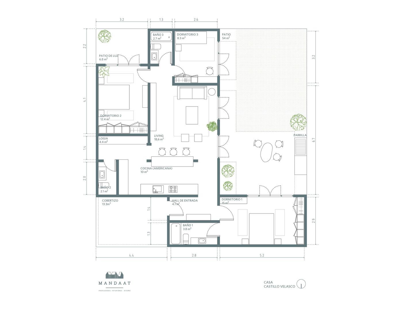 Simón González, Santiago plattegrond-0