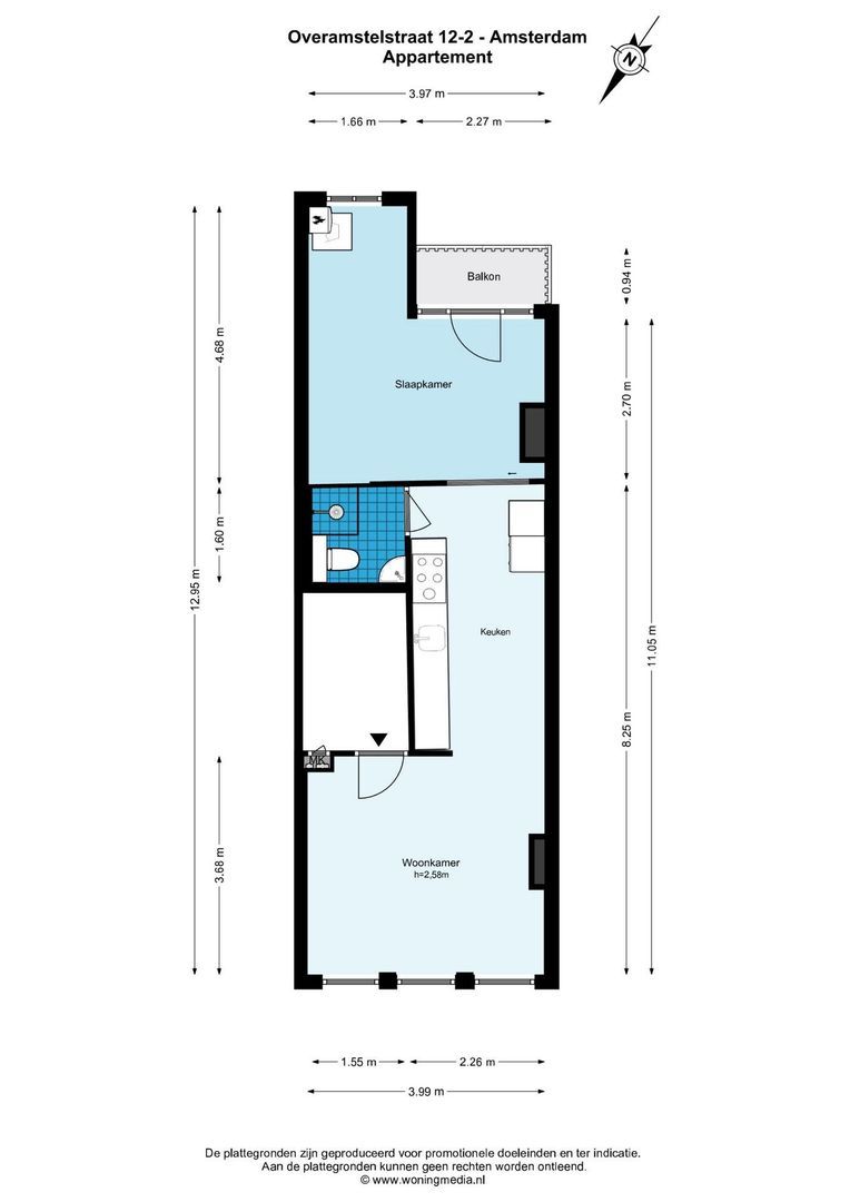 Overamstelstraat 12 II, Amsterdam plattegrond-0