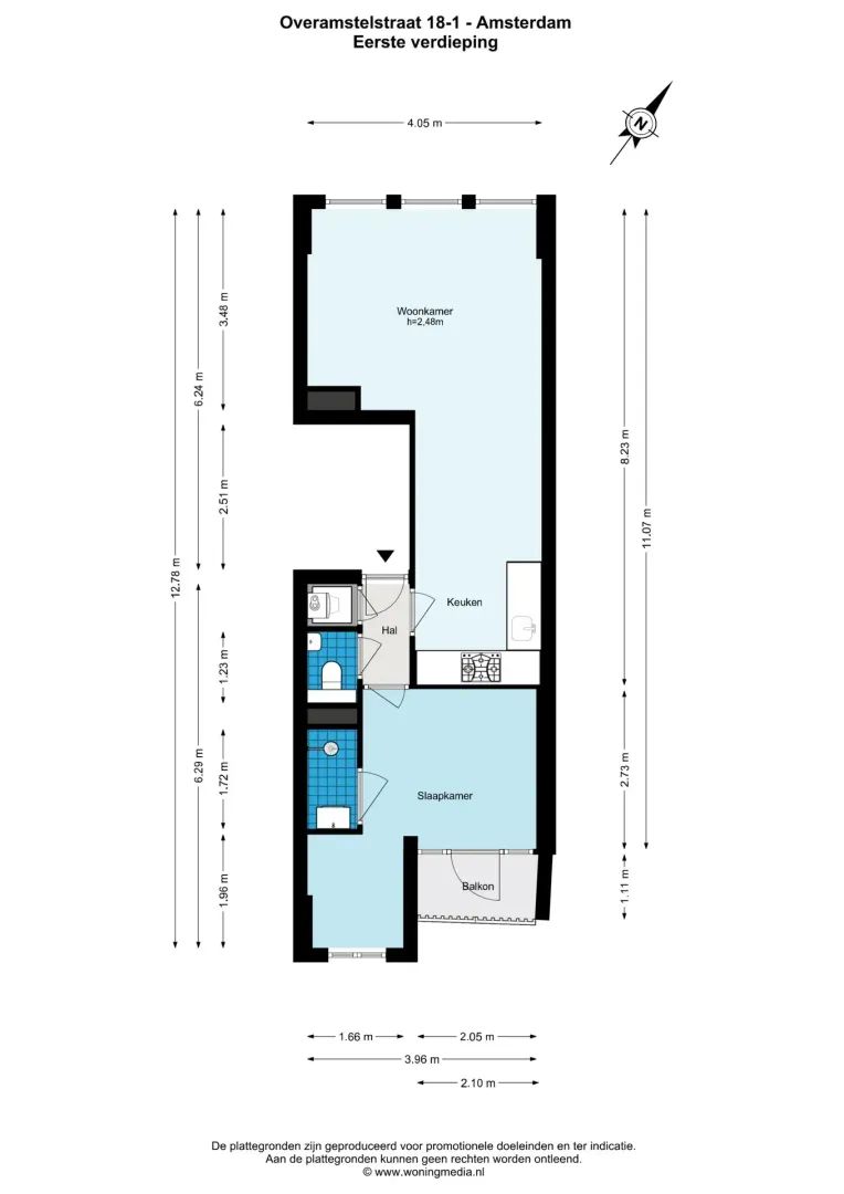 Overamstelstraat 18 1, Amsterdam plattegrond-0