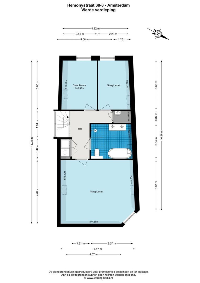 Hemonystraat 38 3, Amsterdam plattegrond-1