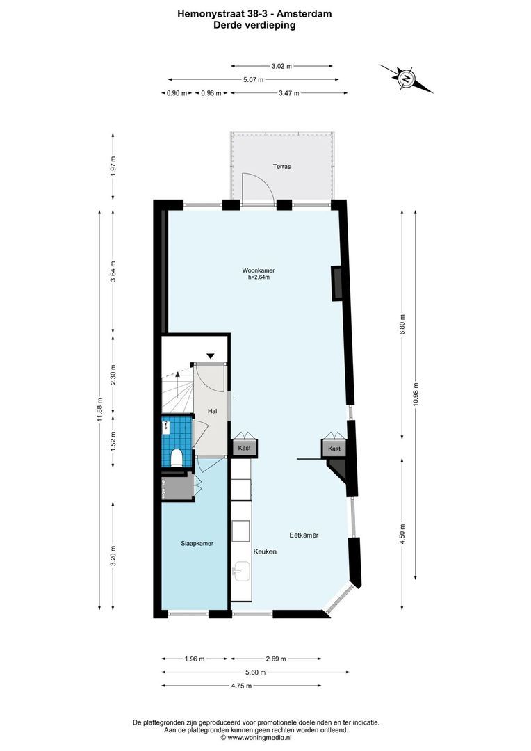 Hemonystraat 38 3, Amsterdam plattegrond-0