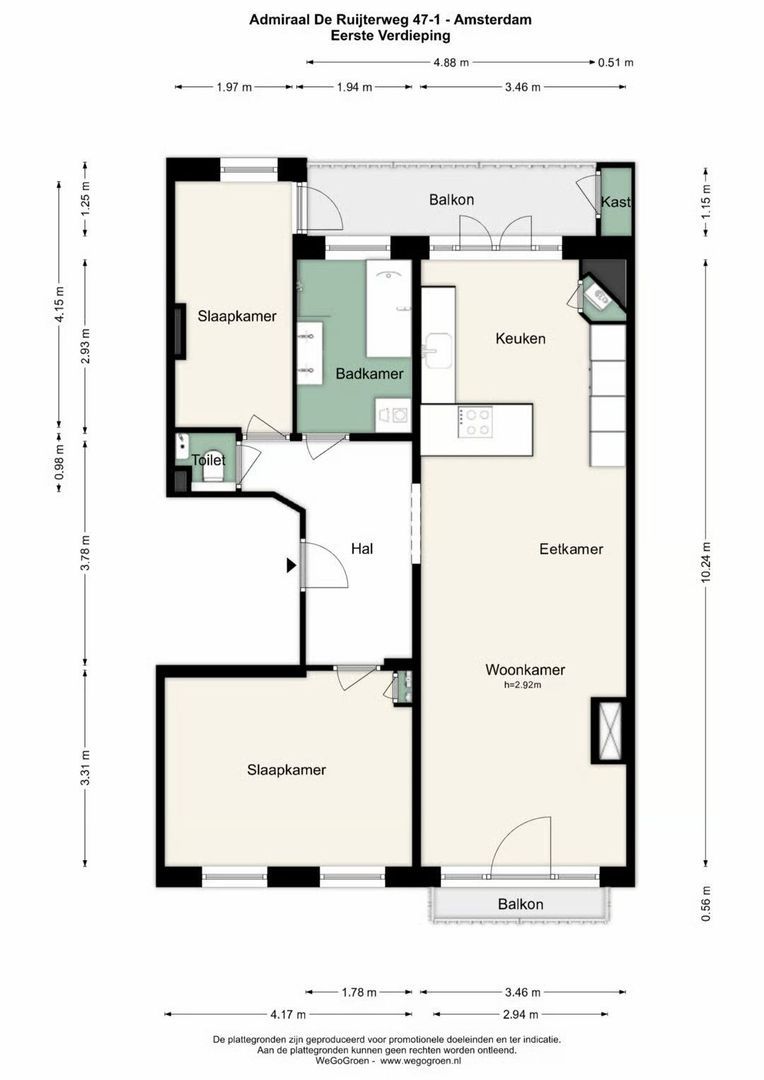 Admiraal De Ruijterweg 47 1, Amsterdam plattegrond-0