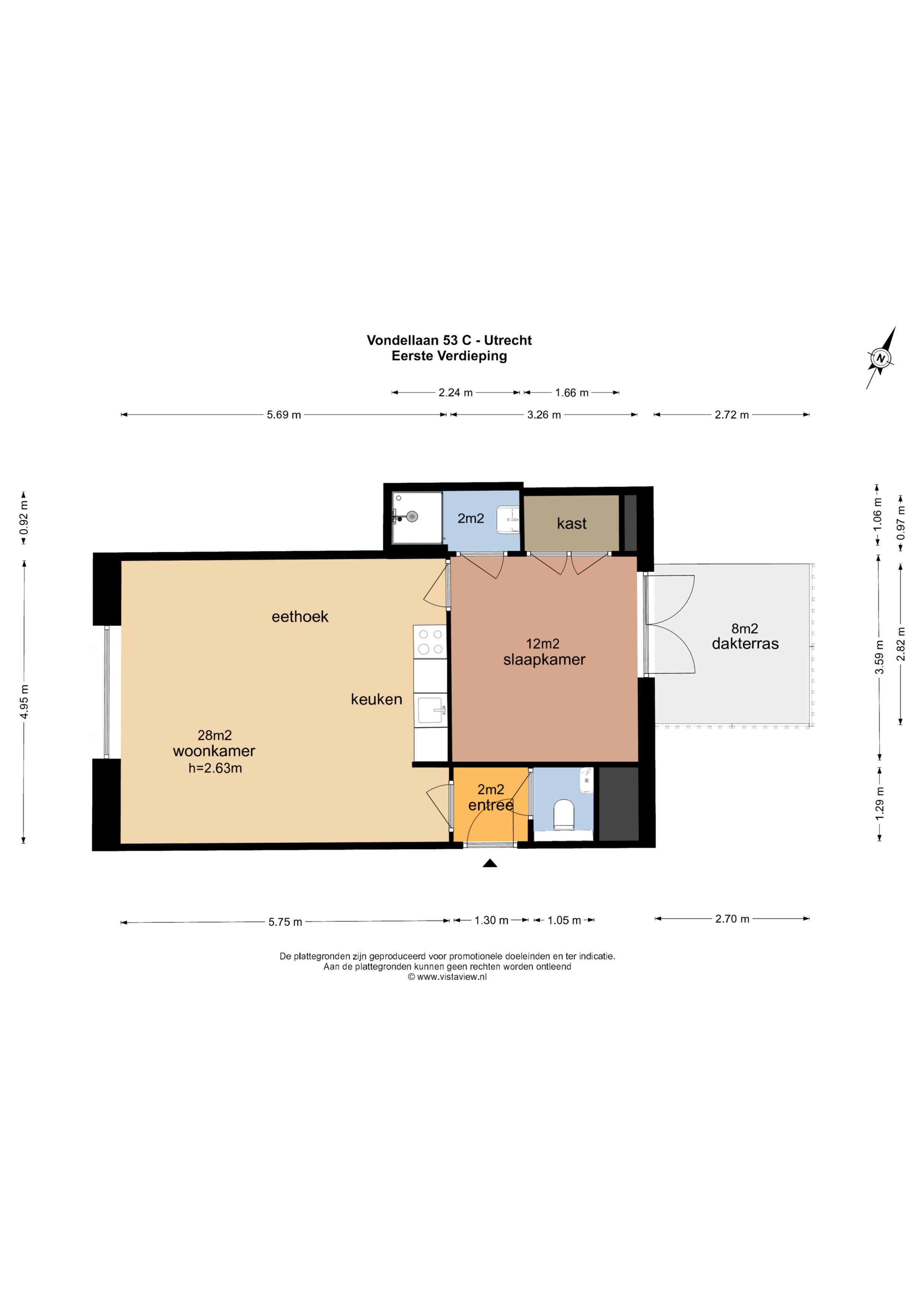 Vondellaan 53 H, Utrecht plattegrond-5